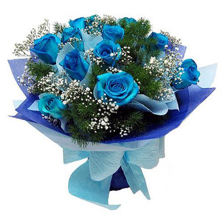Букет синих роз «Снежная королева»